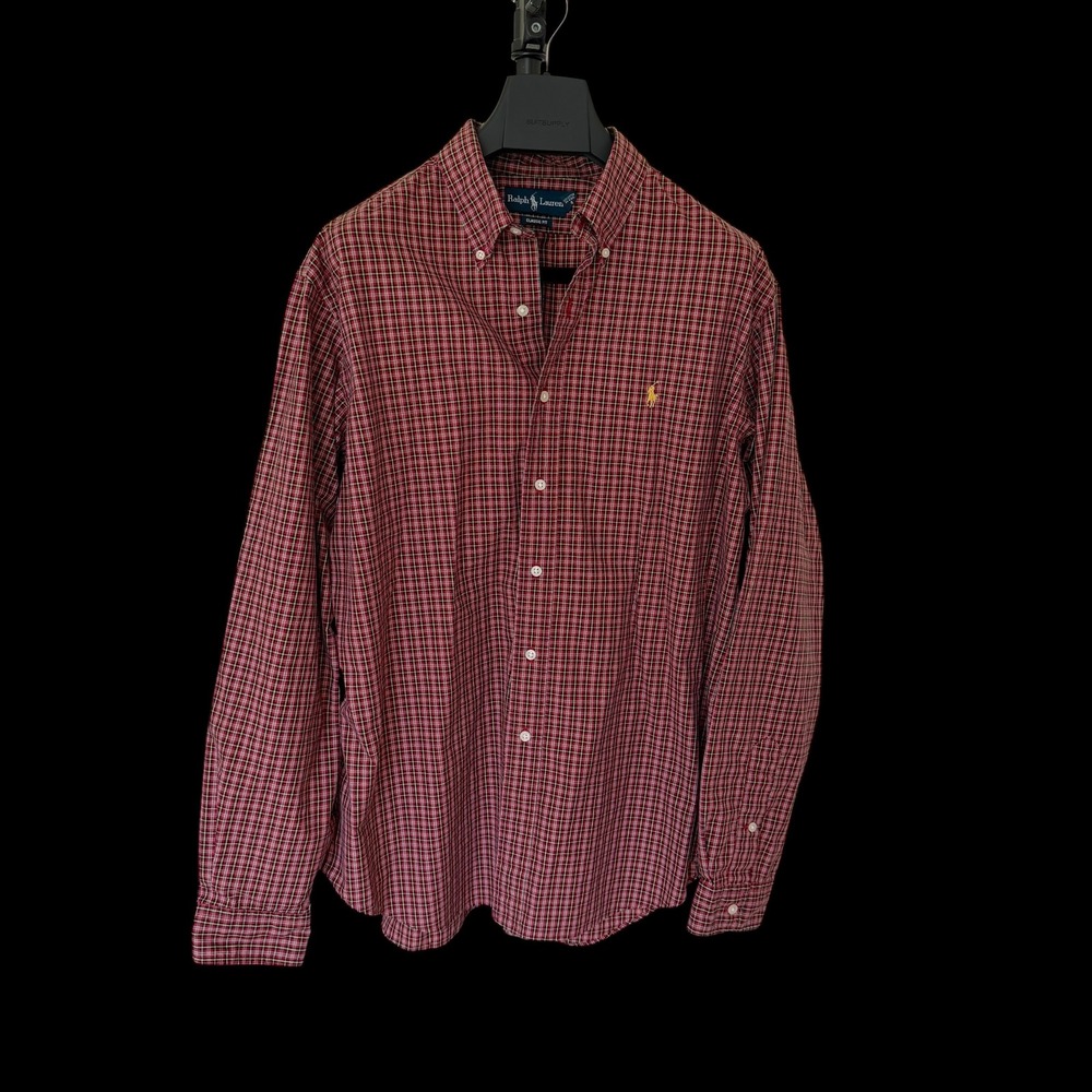 90's Ralph Lauren XL Classic Fit Red Plaid Button Down Shirt Long Sleeve Pony